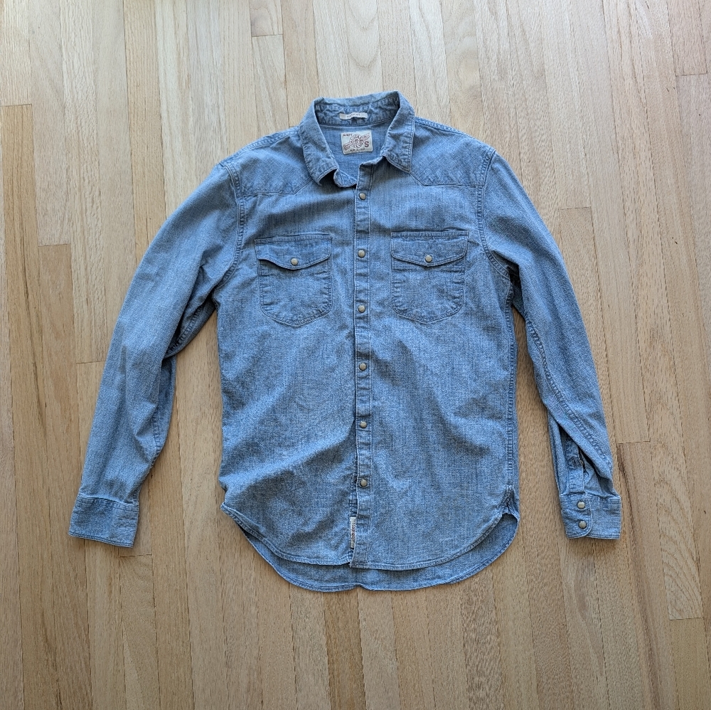 Vintage Lucky Brand Denim Chambray Pearl Snap Down Shirt (Size Small)